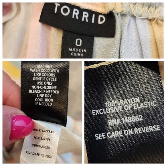 Torrid Midi Challis Off-Shoulder Dress Rainbow Stripe Stretch Size 0 Lrg pockets - Picture 3 of 16